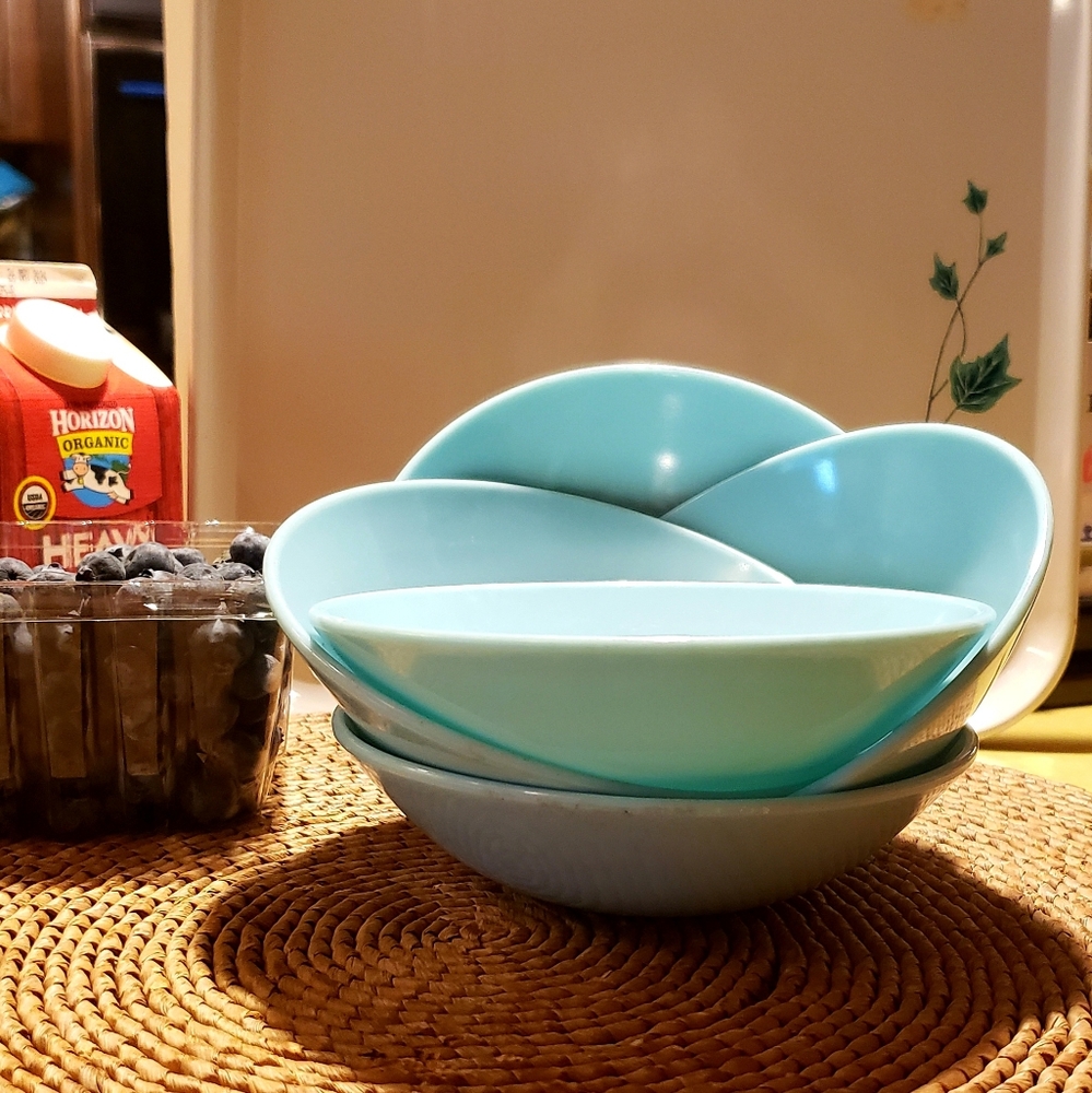 STETSON Countour Melmac by Stetson VTG MCM 5-¼ “ Berry Bowls - Set of 5 - Blue